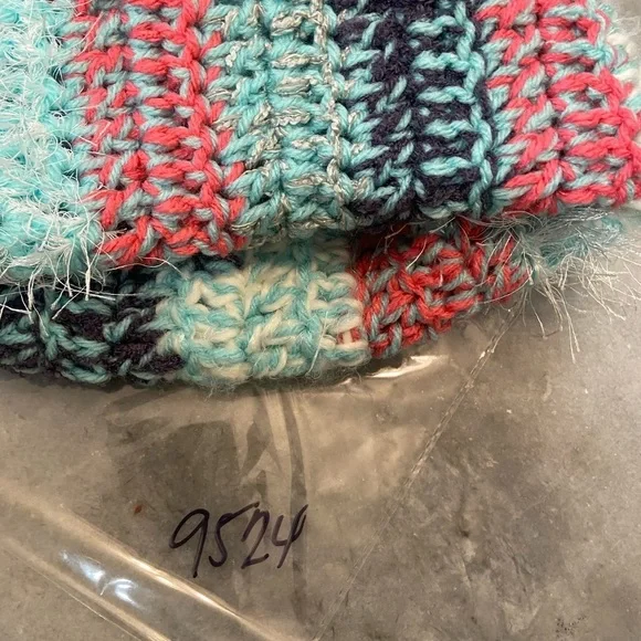 Handmade Crochet Chunky Ribbed Upcycled Multi Fiber Scrappy Yarn Beanie Hat - Picture 4 of 7